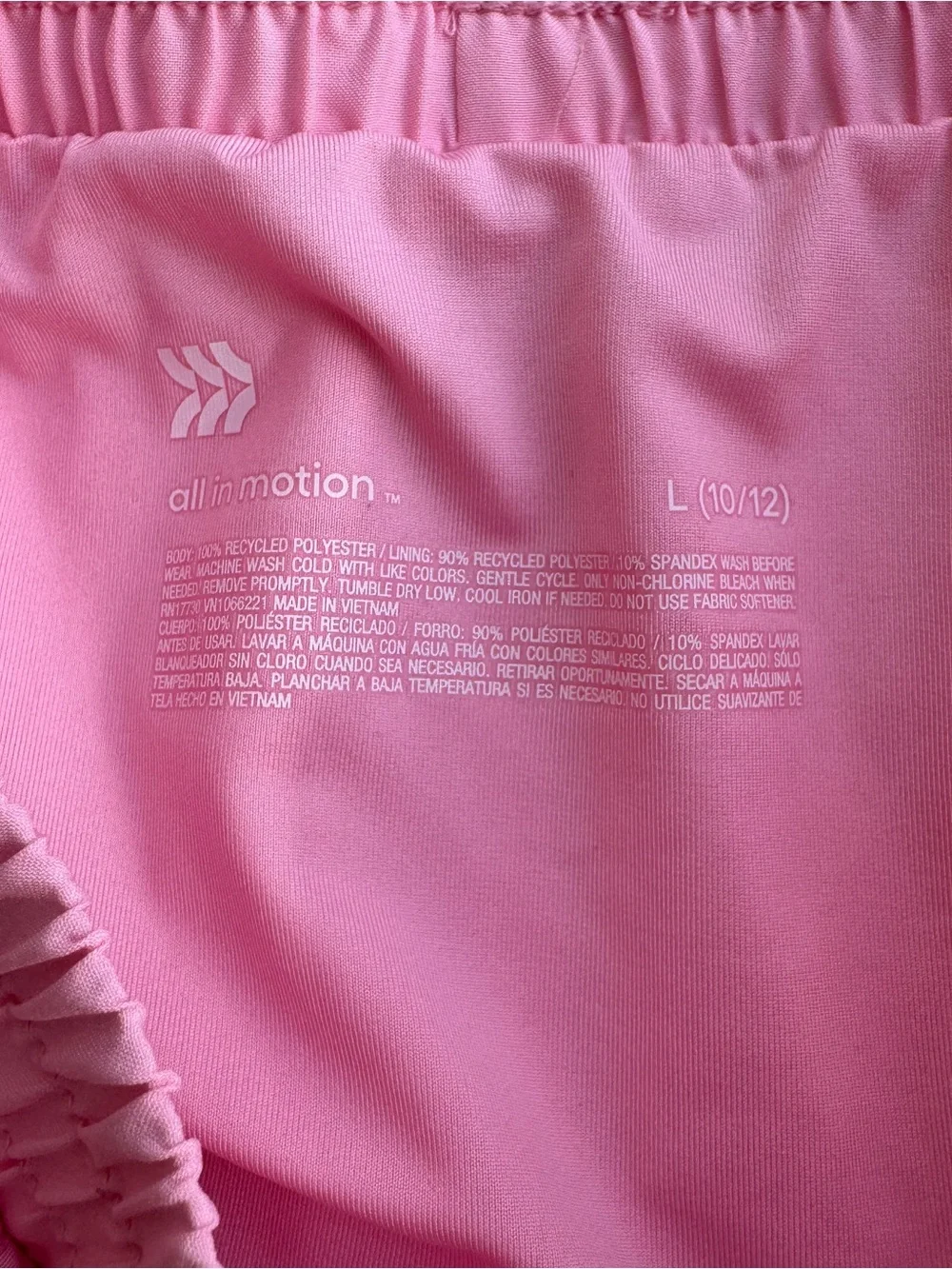 All in Motion girl's Pink Athletic Shorts - Lightweight Comfort size L(10-11)